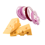 Slices of onion and cheese