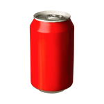 A red drink can