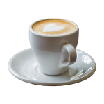 A cup of coffee with a heart latte art on top.